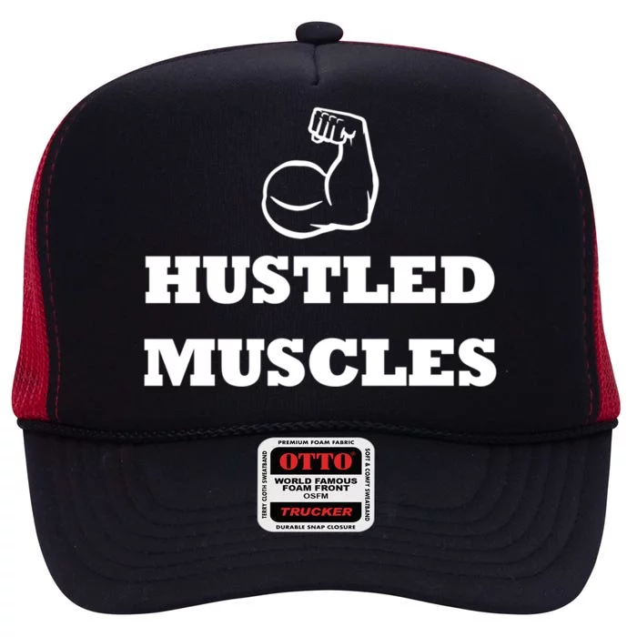 Hustle Muscles Tee Gift High Crown Mesh Trucker Hat