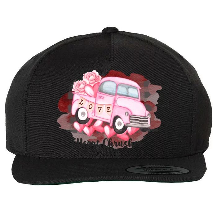 Heart Monster Truck Crusher Valentines Day Cute Gift Wool Snapback Cap