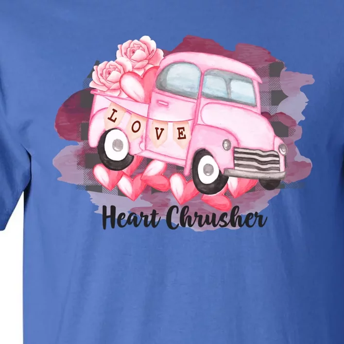 Heart Monster Truck Crusher Valentines Day Cute Gift Tall T-Shirt