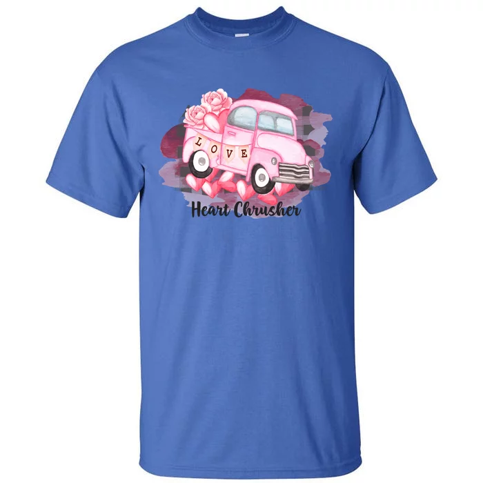 Heart Monster Truck Crusher Valentines Day Cute Gift Tall T-Shirt