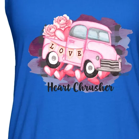 Heart Monster Truck Crusher Valentines Day Cute Gift Ladies Essential Flowy Tank