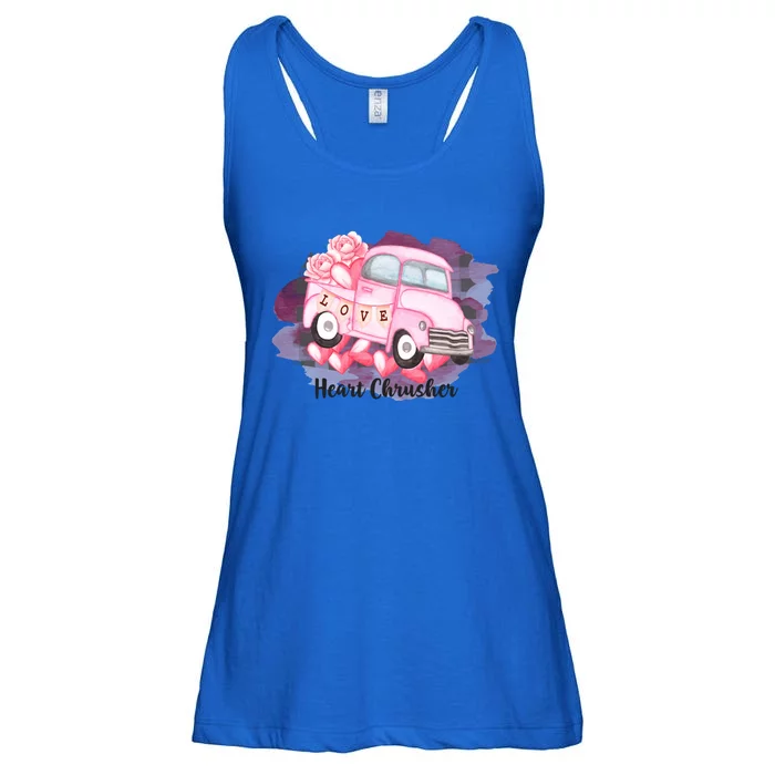 Heart Monster Truck Crusher Valentines Day Cute Gift Ladies Essential Flowy Tank