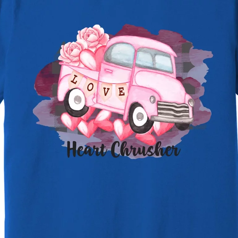 Heart Monster Truck Crusher Valentines Day Cute Gift Premium T-Shirt