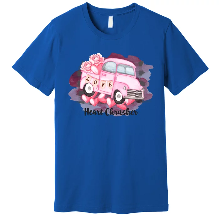 Heart Monster Truck Crusher Valentines Day Cute Gift Premium T-Shirt