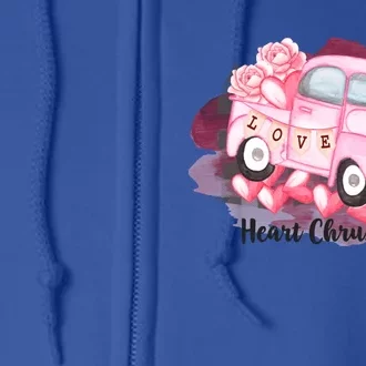 Heart Monster Truck Crusher Valentines Day Cute Gift Full Zip Hoodie