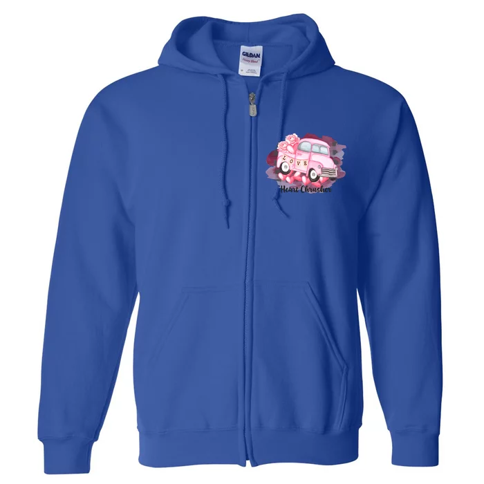 Heart Monster Truck Crusher Valentines Day Cute Gift Full Zip Hoodie