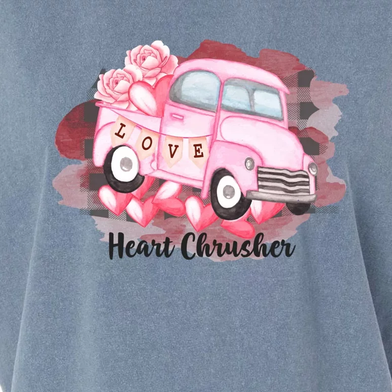 Heart Monster Truck Crusher Valentines Day Cute Gift Garment-Dyed Women's Muscle Tee