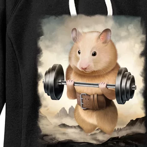 Hamster Muscle Training Weightlifting Cute Gift Women's Fleece Hoodie