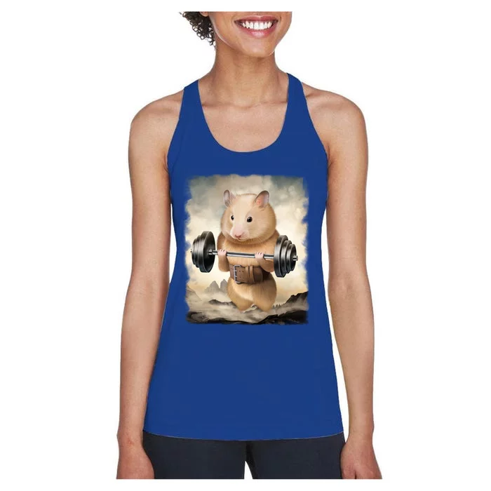 Hamster Muscle Training Weightlifting Cute Gift Women's Racerback Tank