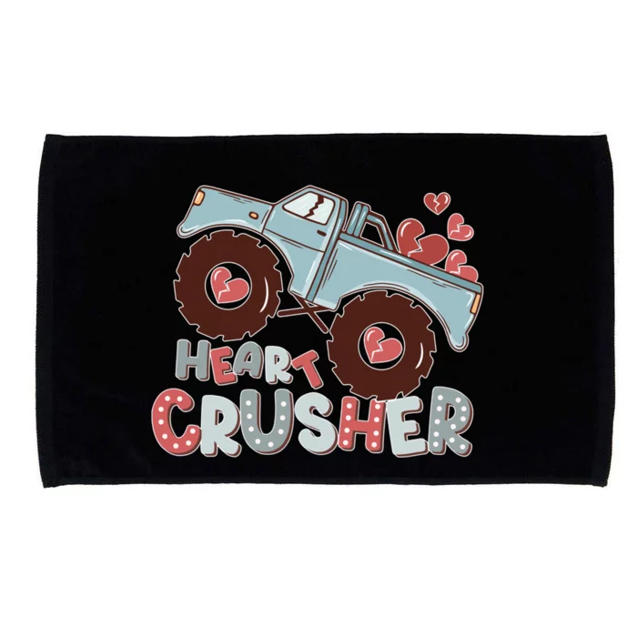 Heart Monster Truck Crusher Valentines Day Cute Gift Microfiber Hand Towel