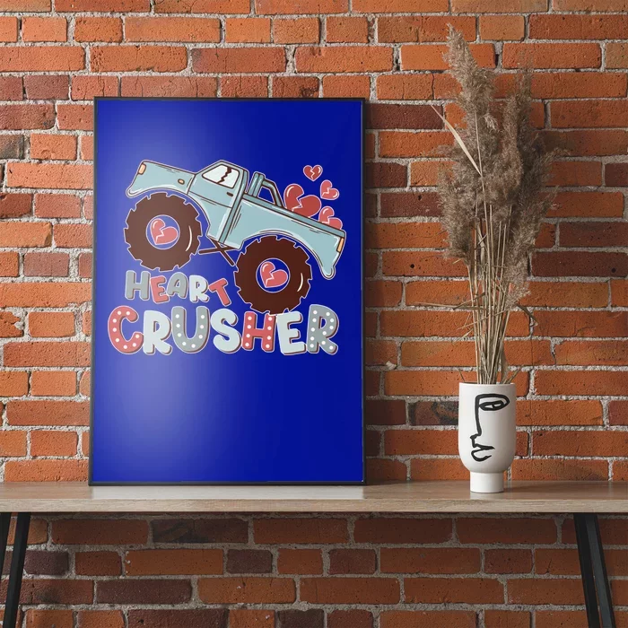 Heart Monster Truck Crusher Valentines Day Cute Gift Poster