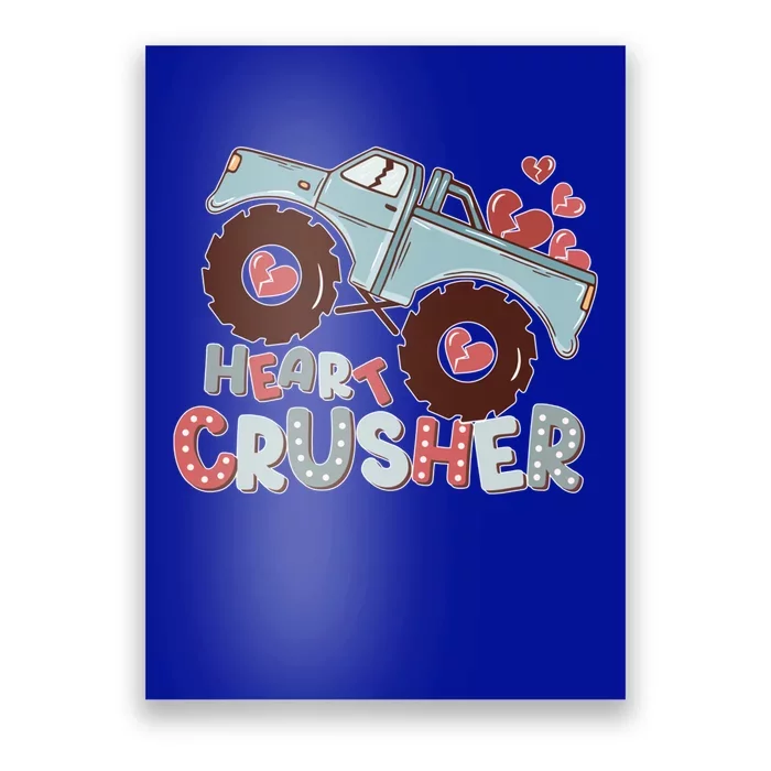 Heart Monster Truck Crusher Valentines Day Cute Gift Poster