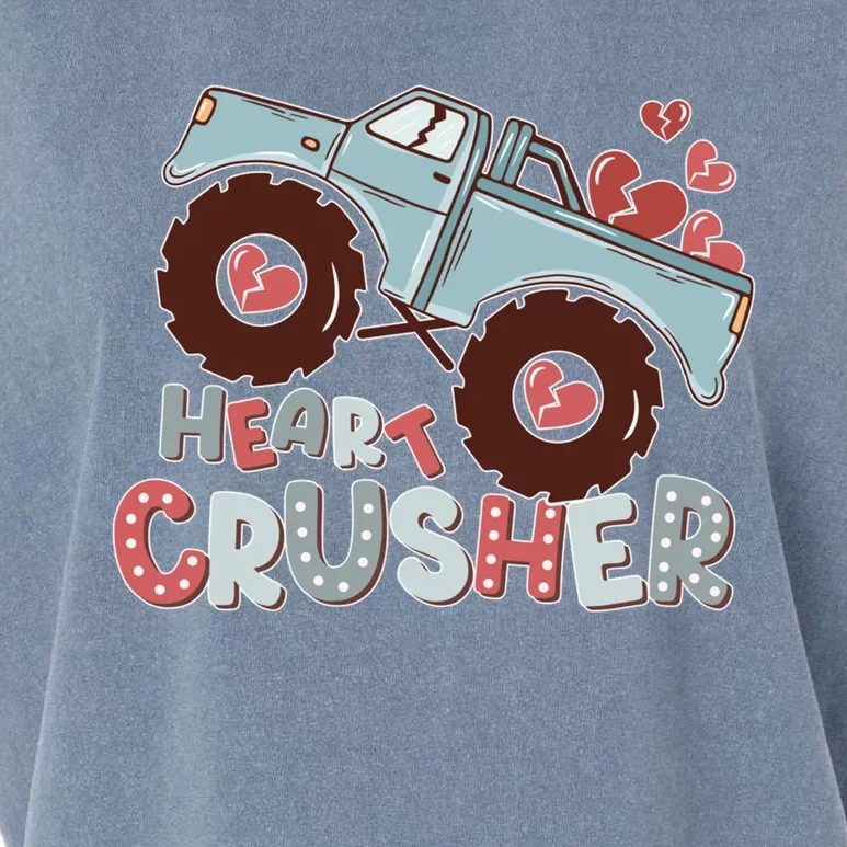 Heart Monster Truck Crusher Valentines Day Cute Gift Garment-Dyed Women's Muscle Tee