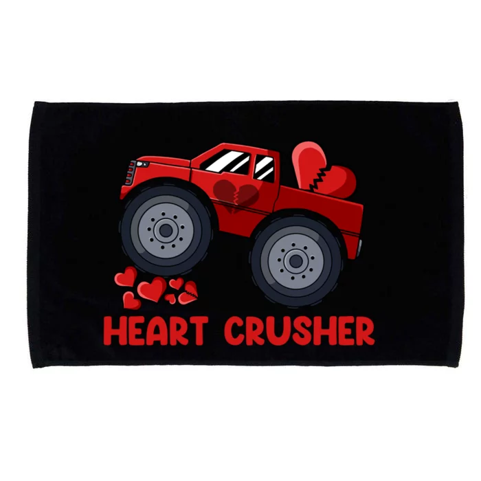 Heart Monster Truck Crusher Valentines Day Cute Gift Microfiber Hand Towel