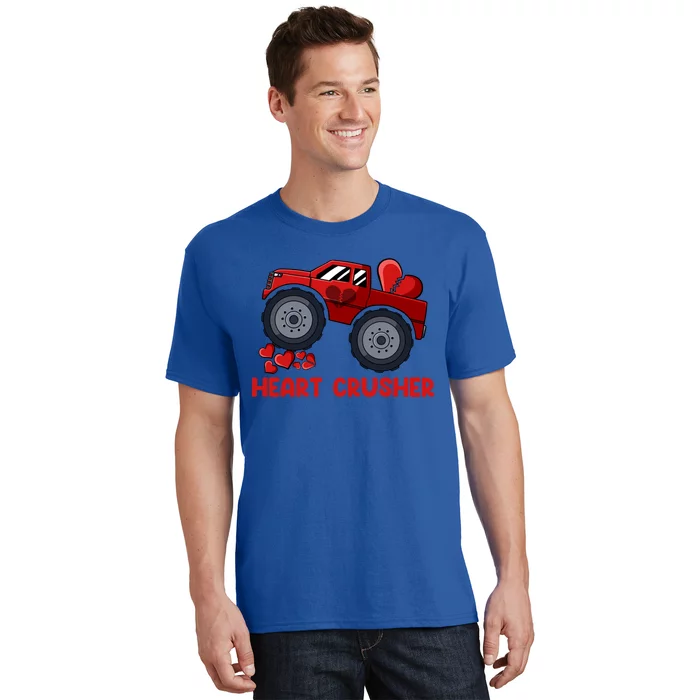 Heart Monster Truck Crusher Valentines Day Cute Gift T-Shirt