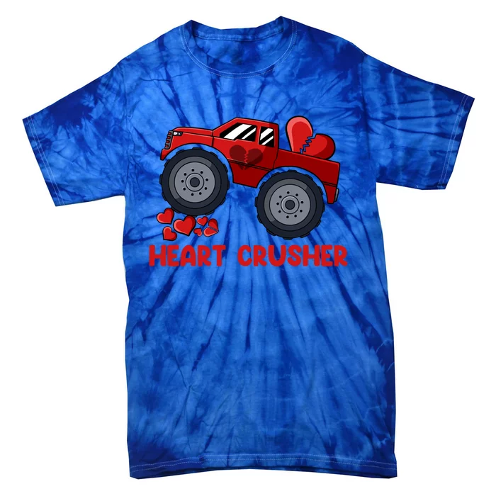 Heart Monster Truck Crusher Valentines Day Cute Gift Tie-Dye T-Shirt