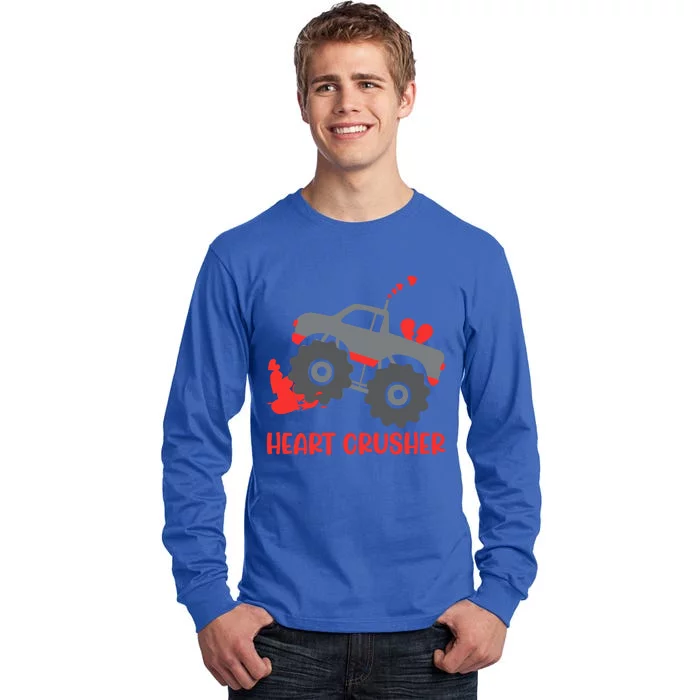 Heart Monster Truck Crusher Valentines Day Cute Meaningful Gift Tall Long Sleeve T-Shirt