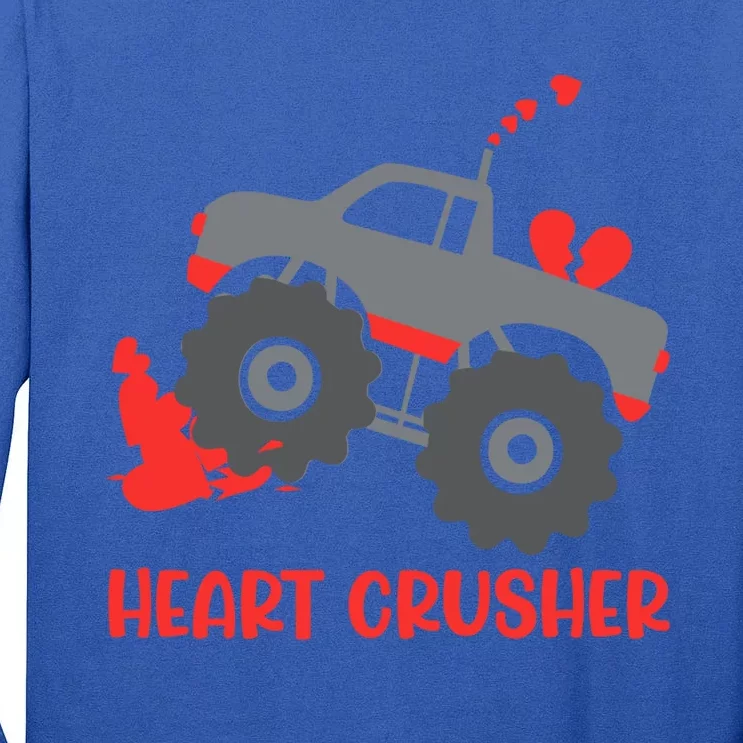 Heart Monster Truck Crusher Valentines Day Cute Meaningful Gift Tall Long Sleeve T-Shirt