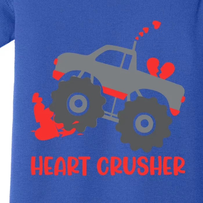 Heart Monster Truck Crusher Valentines Day Cute Meaningful Gift Baby Bodysuit