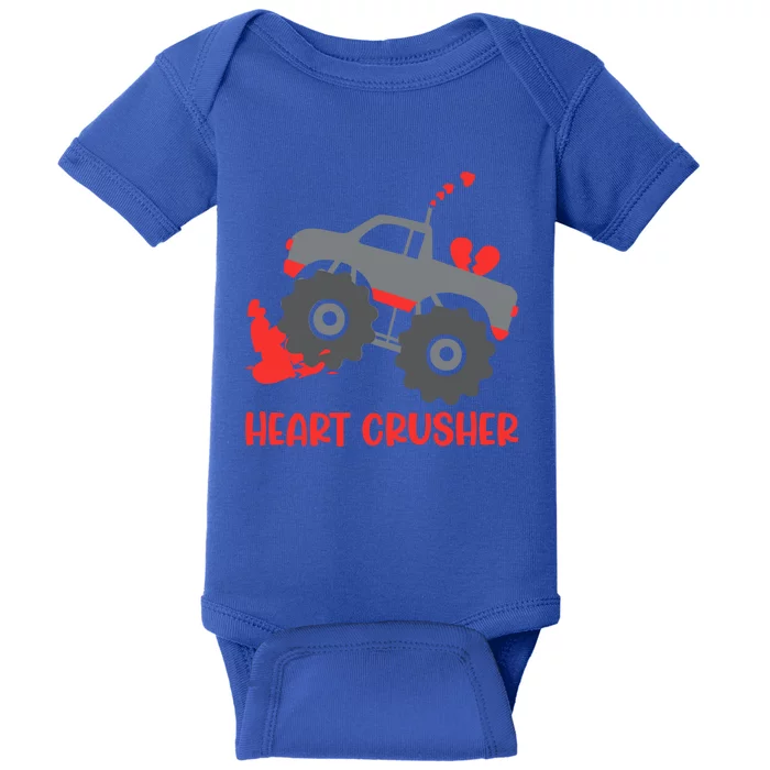 Heart Monster Truck Crusher Valentines Day Cute Meaningful Gift Baby Bodysuit