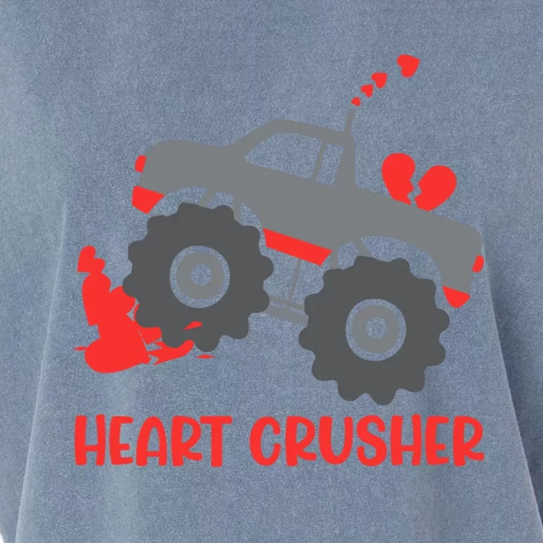 Heart Monster Truck Crusher Valentines Day Cute Meaningful Gift Garment-Dyed Women's Muscle Tee