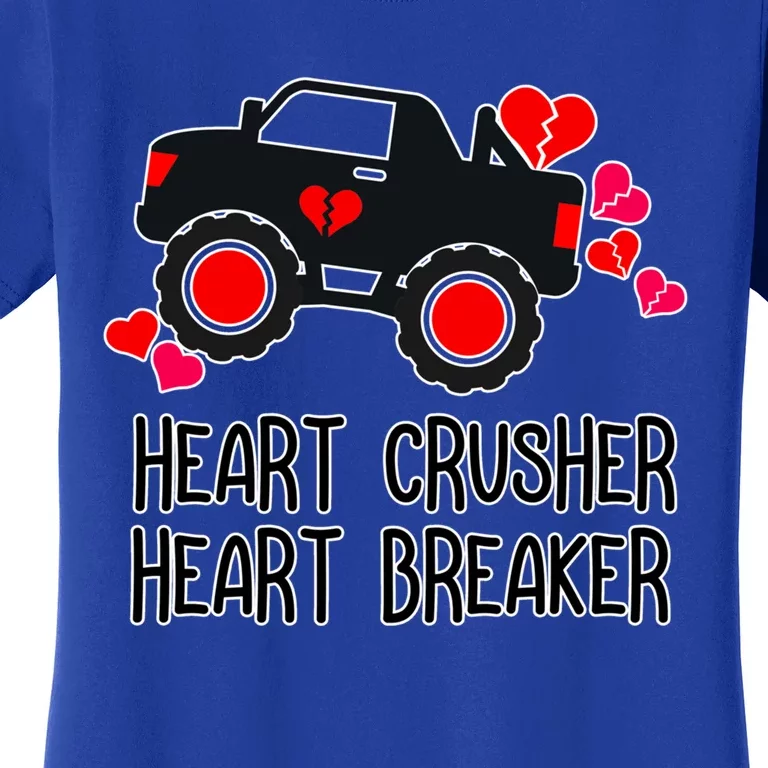 Heart Monster Truck Crusher Valentines Day Cute Funny Hearts Meaningful Gift Women's T-Shirt