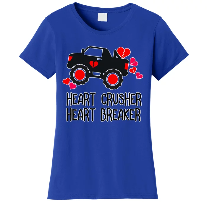 Heart Monster Truck Crusher Valentines Day Cute Funny Hearts Meaningful Gift Women's T-Shirt