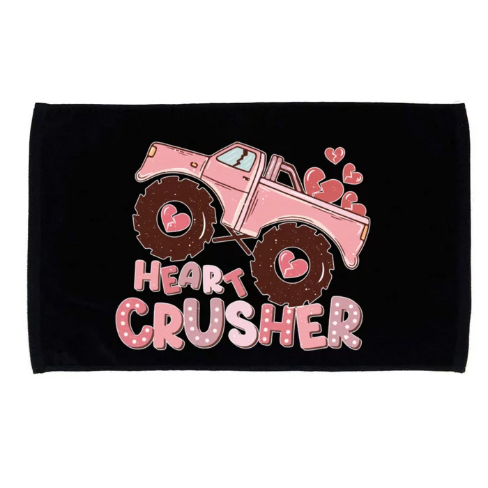 Heart Monster Truck Crusher Valentines Day Cute Great Gift Microfiber Hand Towel