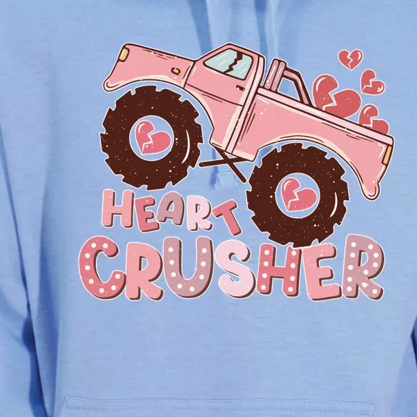 Heart Monster Truck Crusher Valentines Day Cute Great Gift Unisex Surf Hoodie