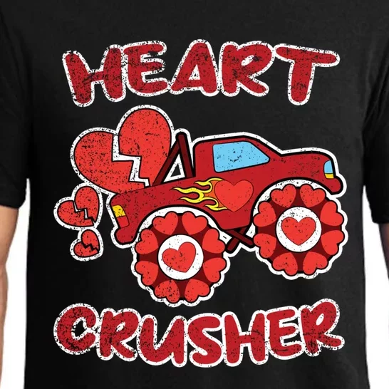 Heart Monster Truck Crusher Valentines Day Love Gift Pajama Set