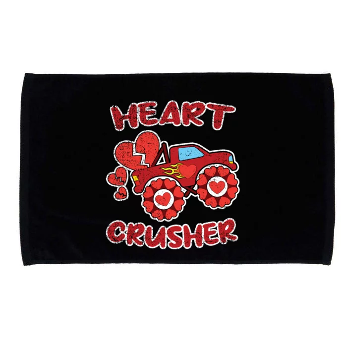 Heart Monster Truck Crusher Valentines Day Love Gift Microfiber Hand Towel