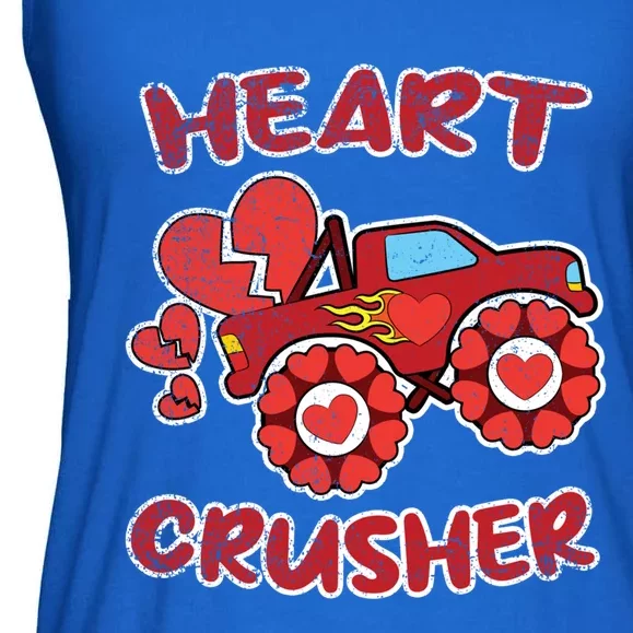 Heart Monster Truck Crusher Valentines Day Love Gift Ladies Essential Flowy Tank