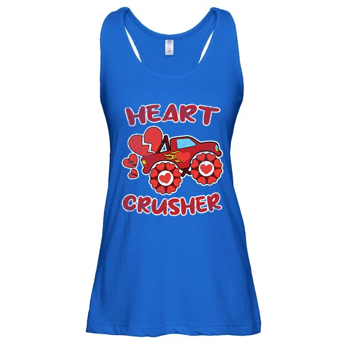 Heart Monster Truck Crusher Valentines Day Love Gift Ladies Essential Flowy Tank