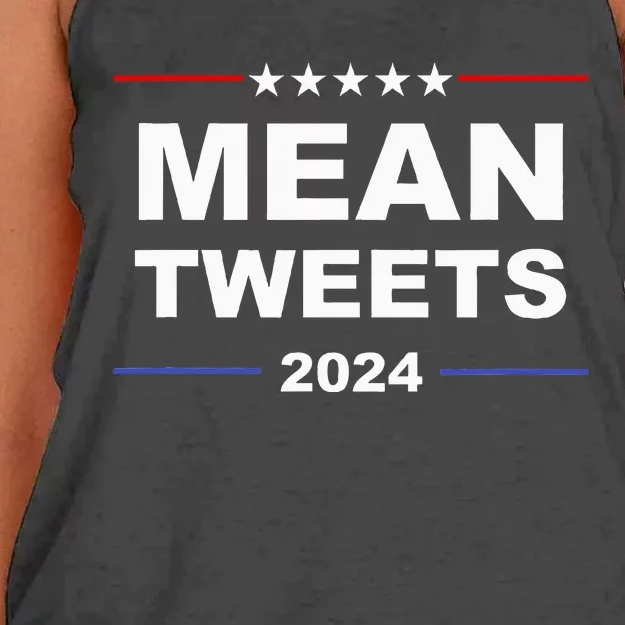 Humorous Mean Tweets & Trump 2024 Political Gear Gop Fans Women's Knotted Racerback Tank