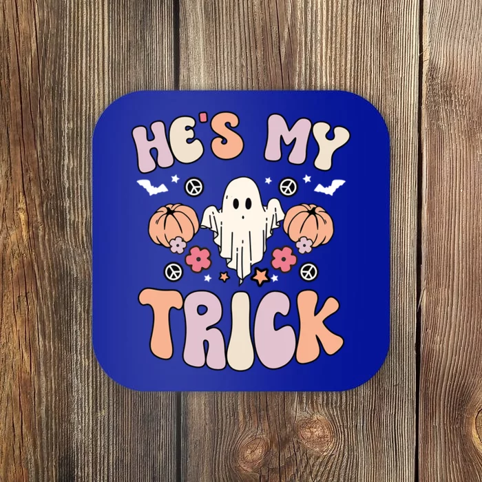 Hes My Trick Shes My Treat Groovy Halloween Ghost Matching Gift Coaster