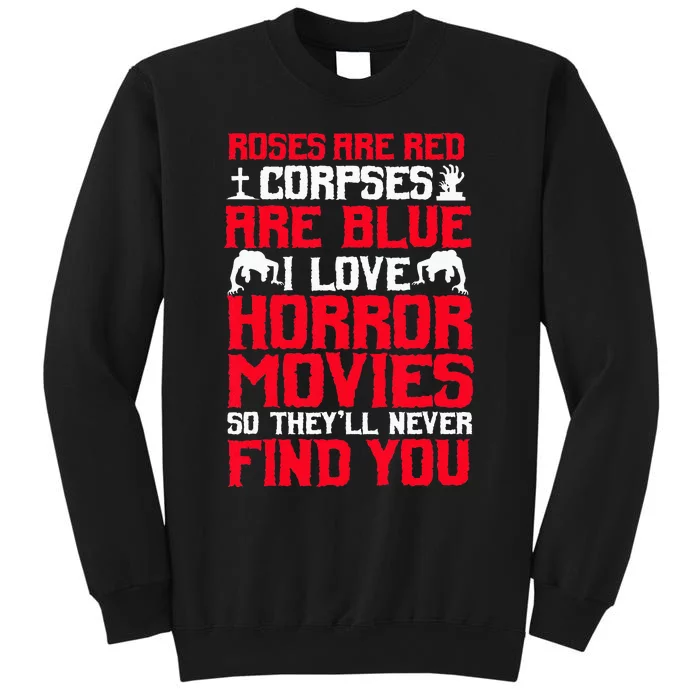 Horror Movies Thriller Halloween Fans Scary Film Lovers Tall Sweatshirt