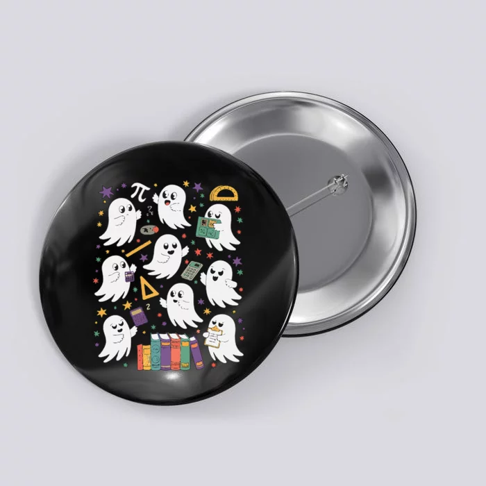 Halloween Math Teacher Ghost Math Teacher Spooky Halloween Gift Button