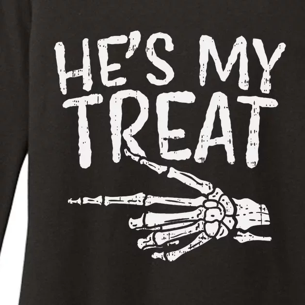 Hes My Treat Skeleton Matching Couple Halloween Costume Hers Womens CVC Long Sleeve Shirt