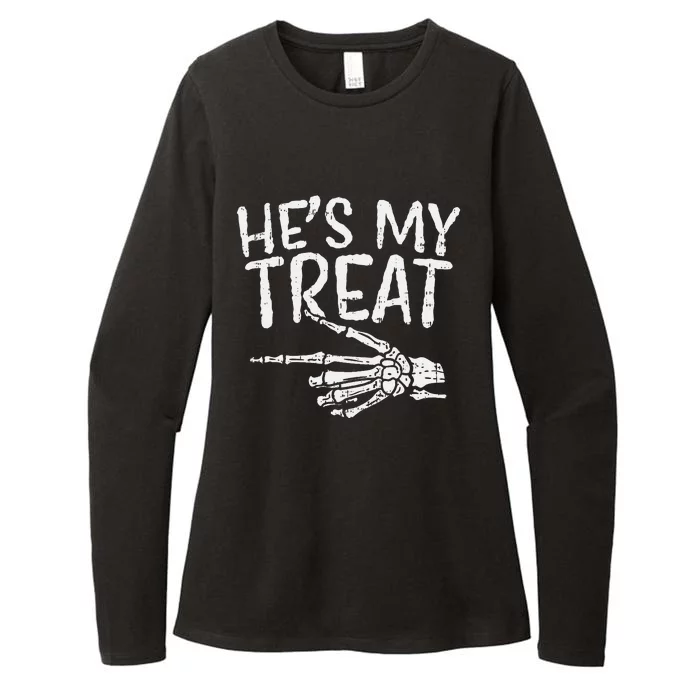 Hes My Treat Skeleton Matching Couple Halloween Costume Hers Womens CVC Long Sleeve Shirt