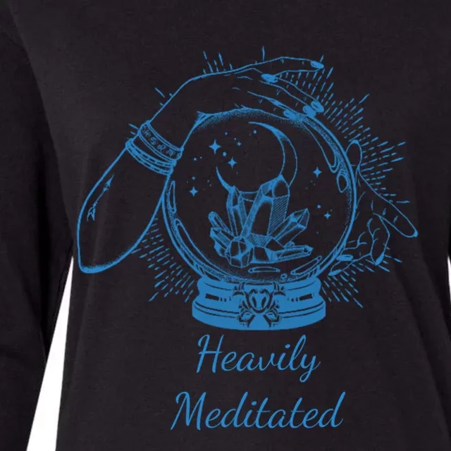 Heavily Meditated Tee Mythical Crystal Ball Art Crystals Gift Womens Cotton Relaxed Long Sleeve T-Shirt