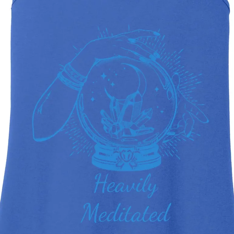 Heavily Meditated Tee Mythical Crystal Ball Art Crystals Gift Ladies Essential Tank