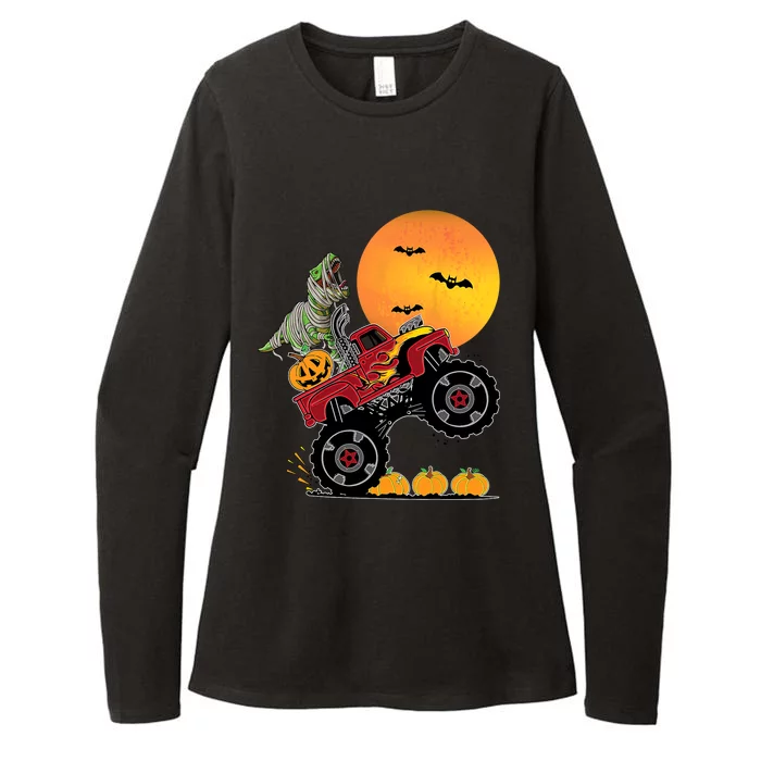 Halloween Monster Truck Dinosaur T Rex Dino Gift Womens CVC Long Sleeve Shirt