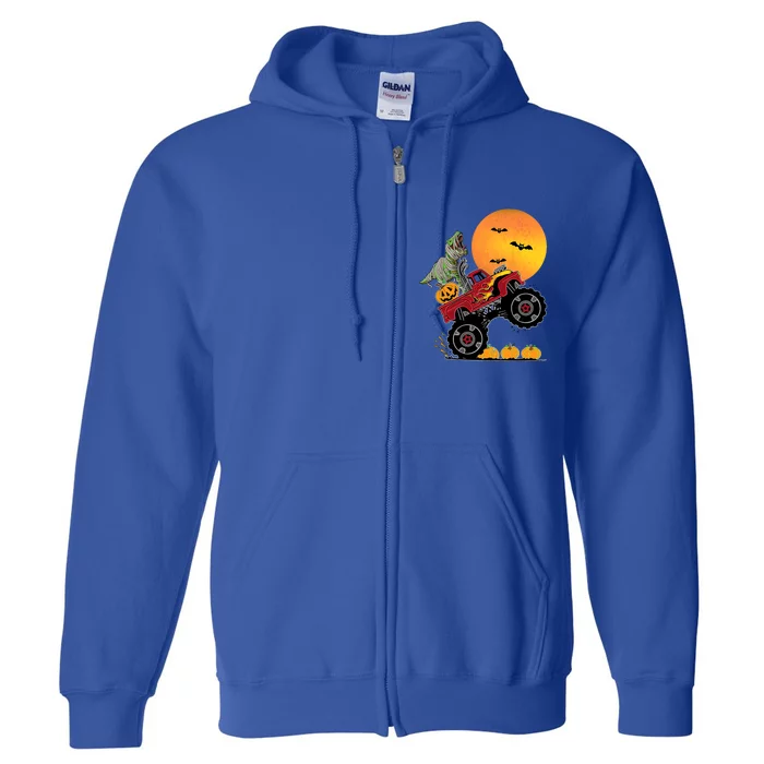 Halloween Monster Truck Dinosaur T Rex Dino Gift Full Zip Hoodie