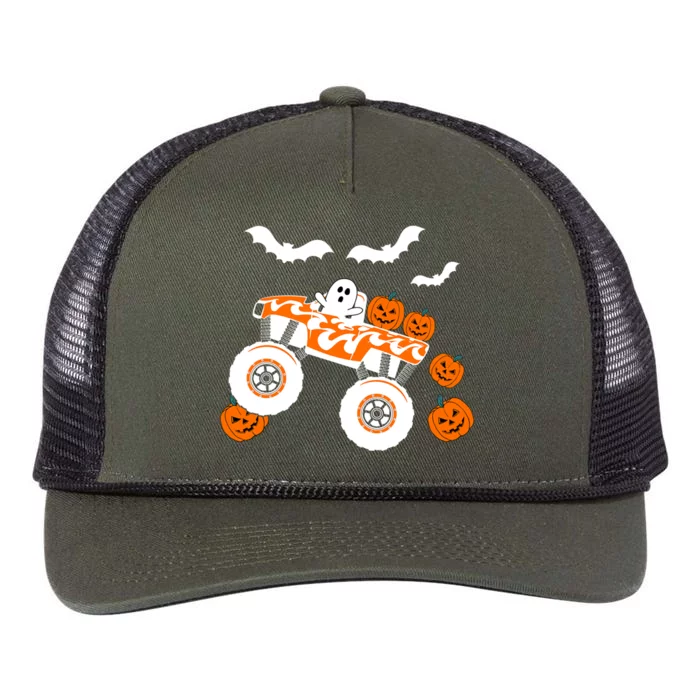 Halloween Monster Truck Ghost S Costume Gift Retro Rope Trucker Hat Cap