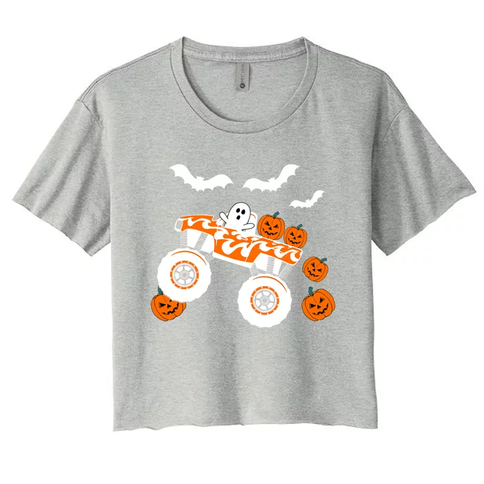 Halloween Monster Truck Ghost S Costume Gift Women's Crop Top Tee