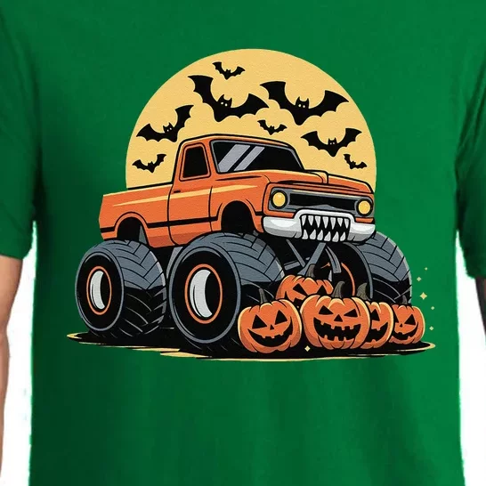 Halloween Monster Truck Pumpkins Gift Pajama Set