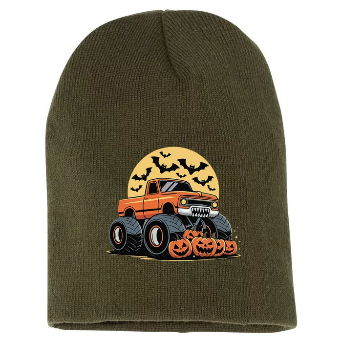 Halloween Monster Truck Pumpkins Gift Short Acrylic Beanie