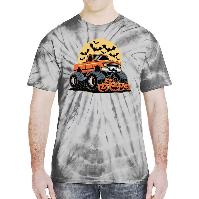 Halloween Monster Truck Pumpkins Gift Tie-Dye T-Shirt