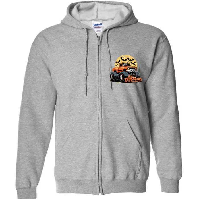 Halloween Monster Truck Pumpkins Gift Full Zip Hoodie