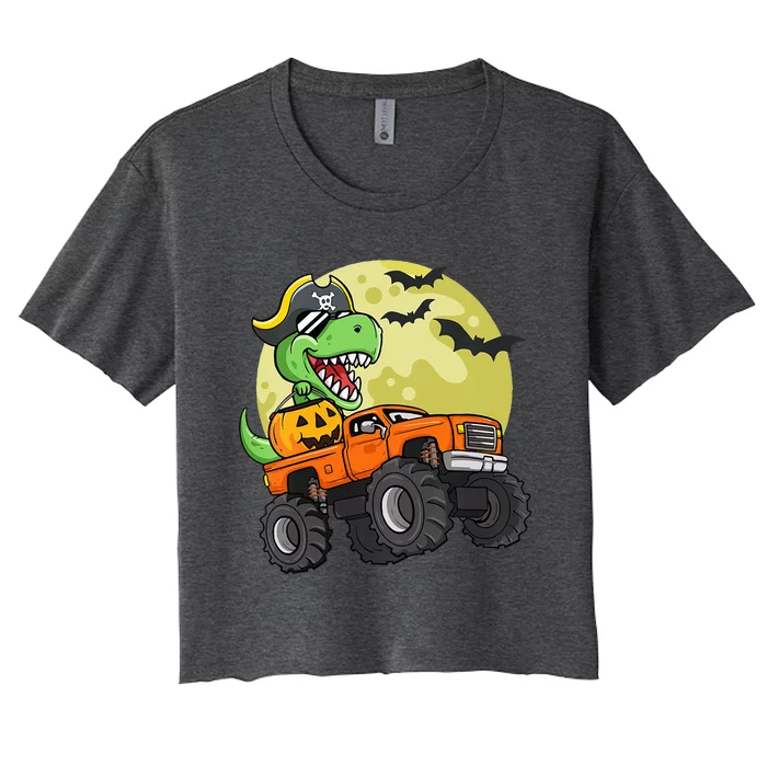 Halloween Monster Truck TRex Pirate Women's Crop Top Tee